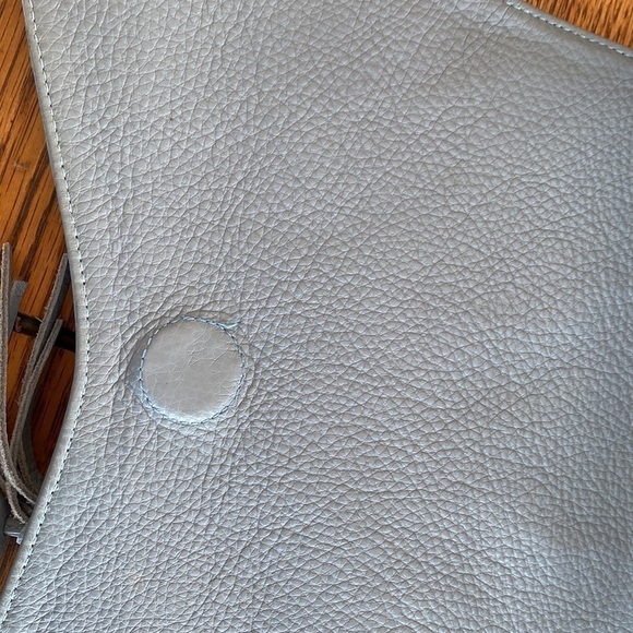 Jill Haber crossbody tassel bag in slate gray blue. High end leather bag! - Picture 8 of 10